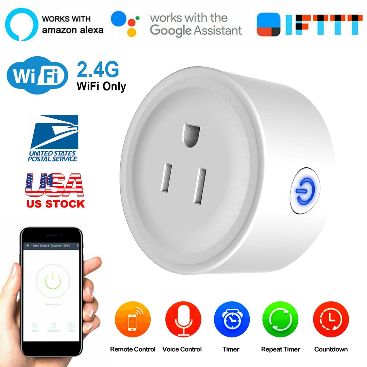 Smart WiFi Plug 4-Pack - Works with Alexa & Google Home, No Hub Required
