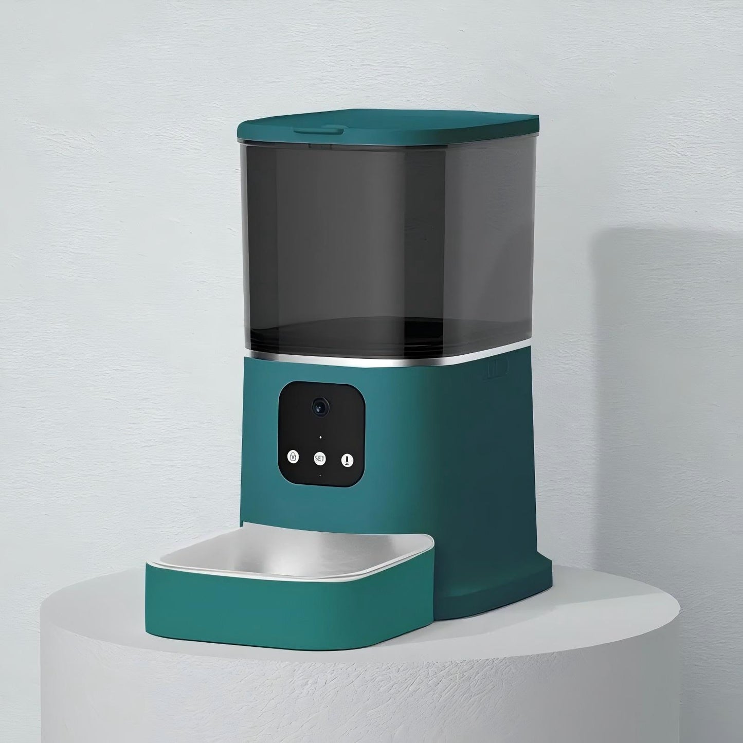 Automatic Pet Feeder, Large Capacity, Smart Voice Recording, App Control, Timer, Cat and Dog Food Dispenser, Wi-Fi Enabled, Pet Bowl-Green