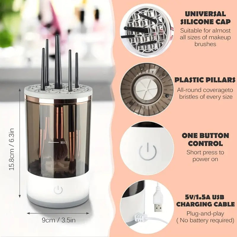 Electric Makeup Brush Cleaner & Dryer Spinner Set