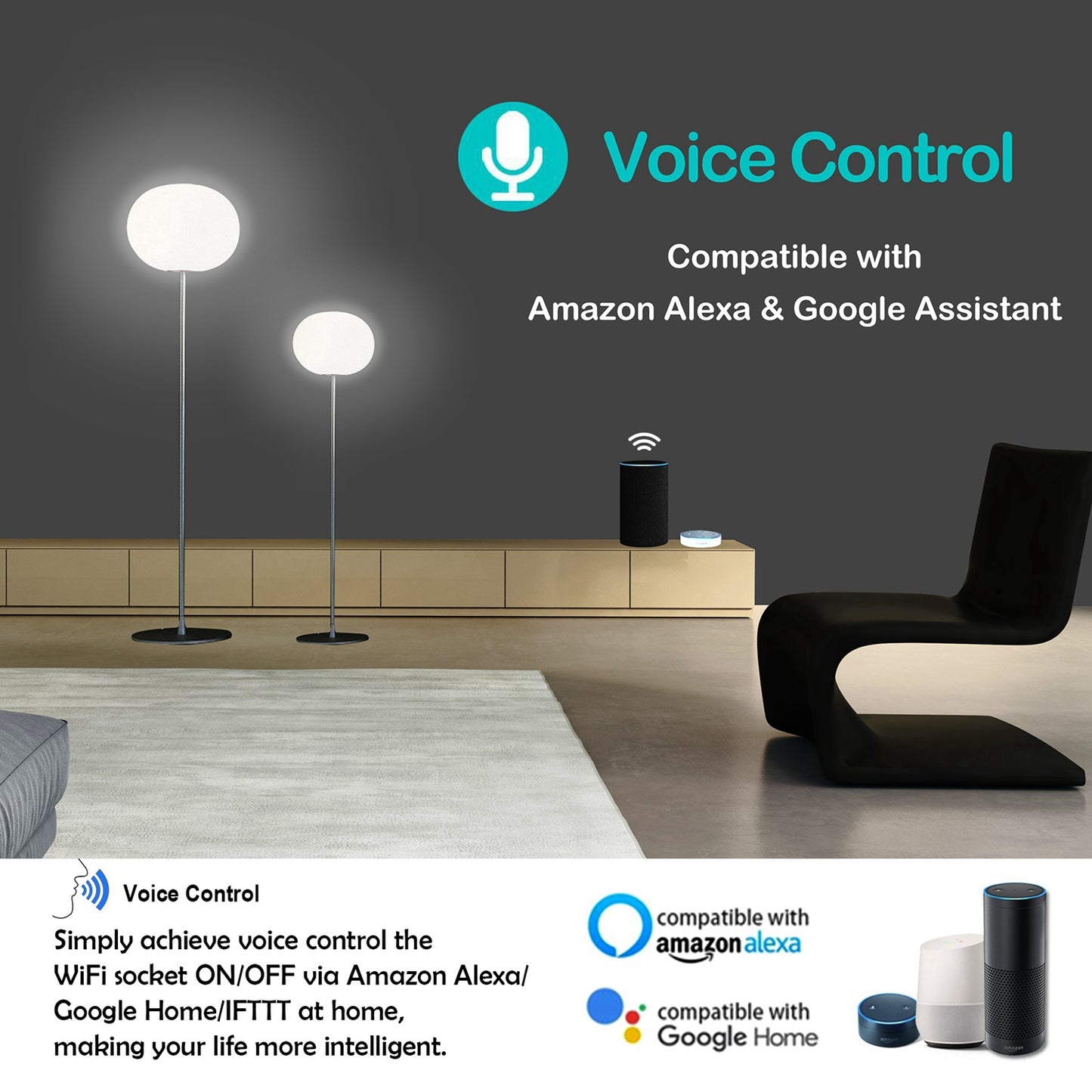 Smart WiFi Plug 4-Pack - Works with Alexa & Google Home, No Hub Required