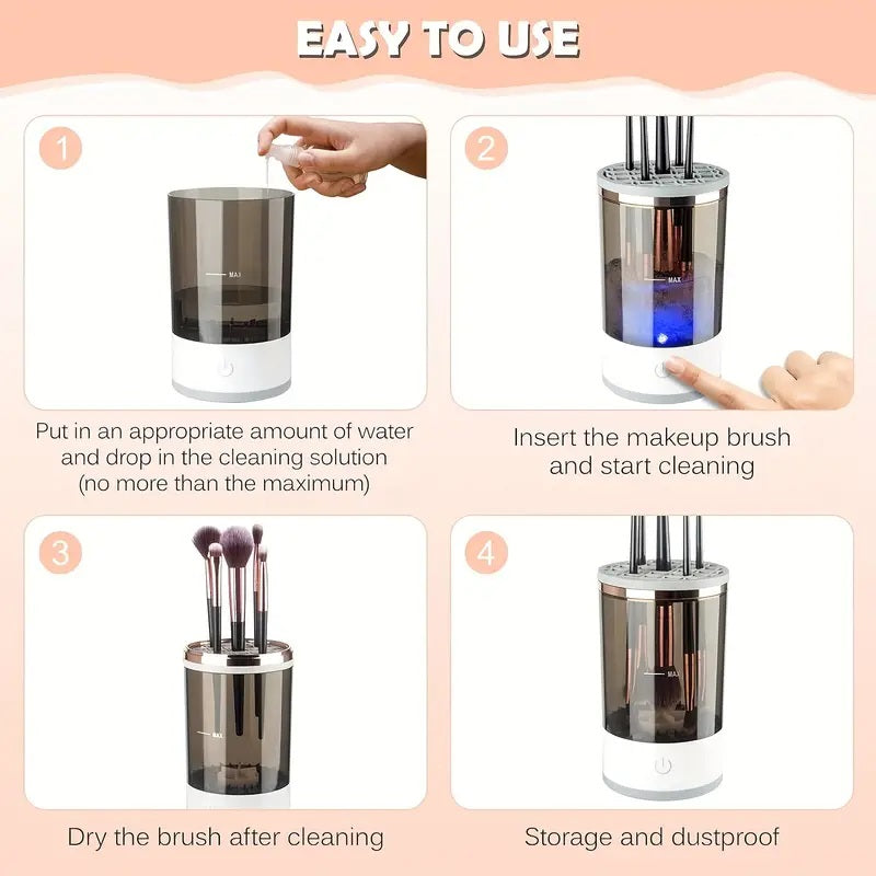 Electric Makeup Brush Cleaner & Dryer Spinner Set