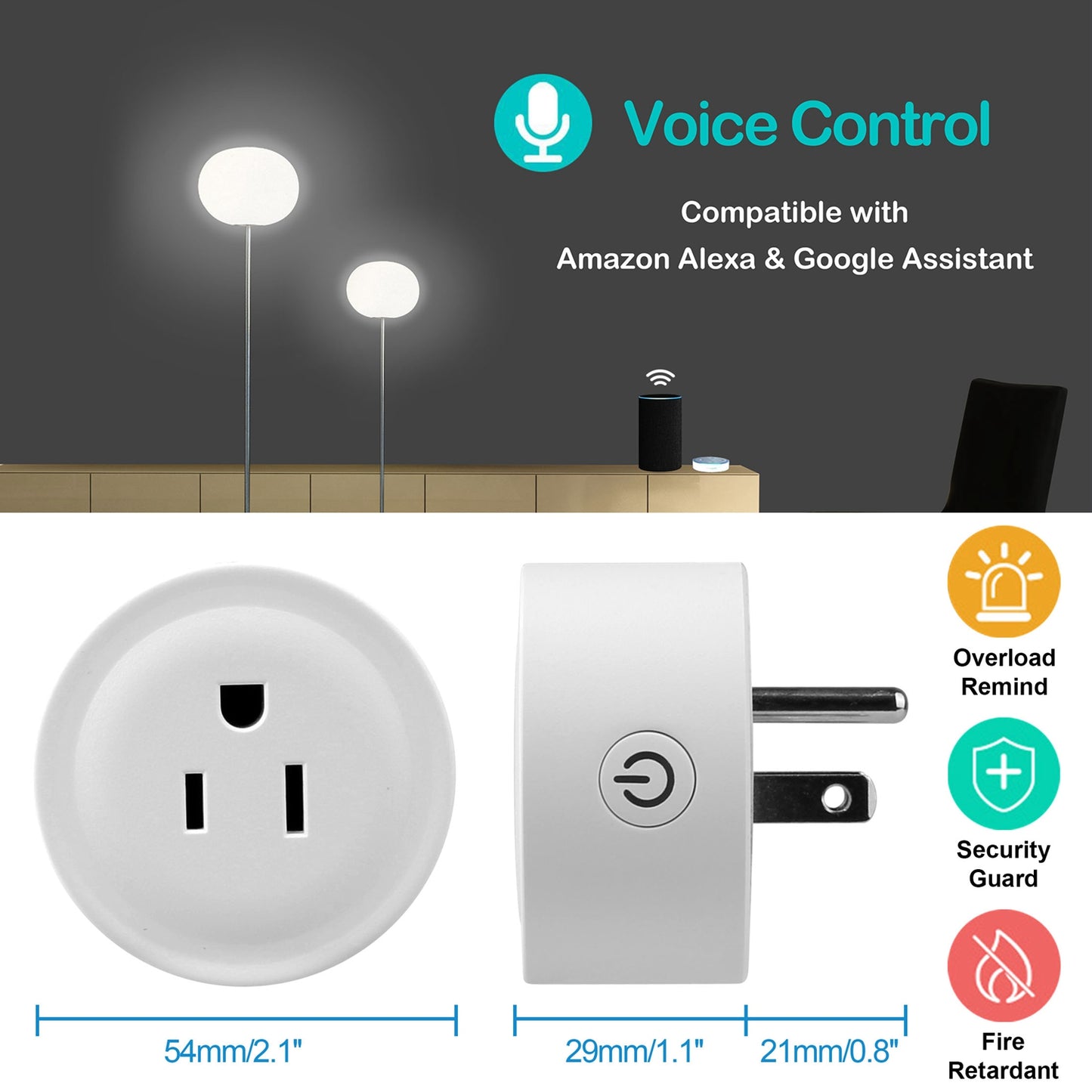 Smart WiFi Plug 4-Pack - Works with Alexa & Google Home, No Hub Required