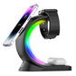 4 In 1 Magnetic Wireless Charger Fast Charging For Smart Phone Atmosphere Light Charging Station For Airpods Pro I-phone Watch-Black