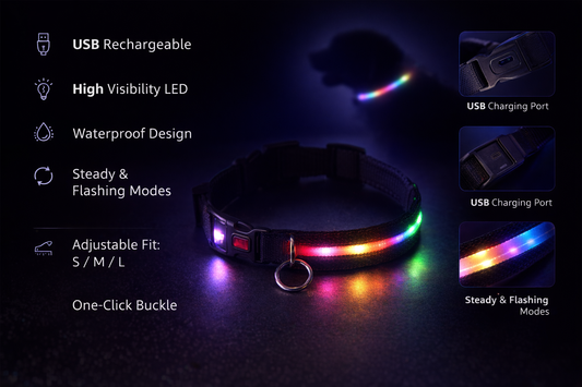 USB Rechargeable LED Light-Up Dog Collar